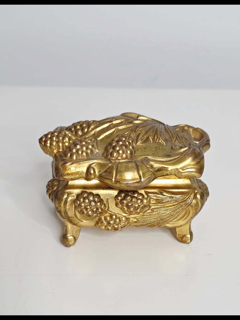 Antique 1800s Art Nouveau Ornate Gold Floral Jewellery Casket/Trinket Box